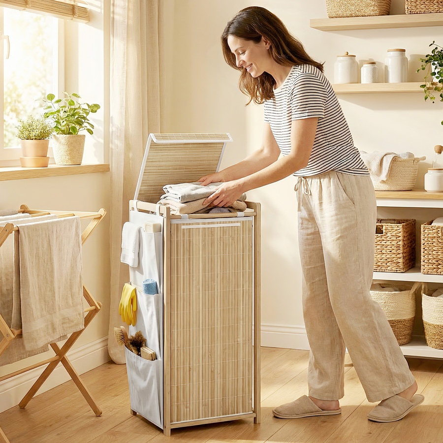 Image 982940_ALTMORE24.jpg, Product 982-940 / Price $54.99 - $89.99, HOMCOM Bamboo Laundry Hamper with Removable Drawstring Bag, Natural from HOMCOM on TSC.ca's Home & Garden department