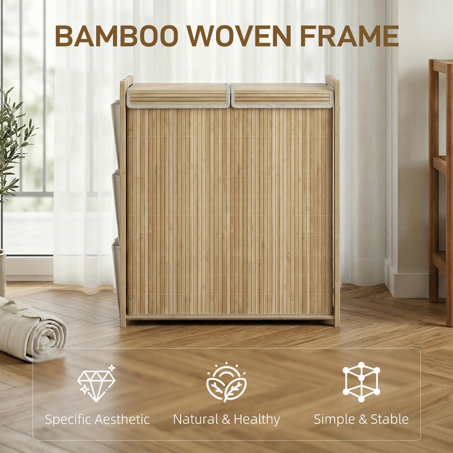 Image 982940_ALTMORE3.jpg, Product 982-940 / Price $54.99 - $89.99, HOMCOM Bamboo Laundry Hamper with Removable Drawstring Bag, Natural from HOMCOM on TSC.ca's Home & Garden department