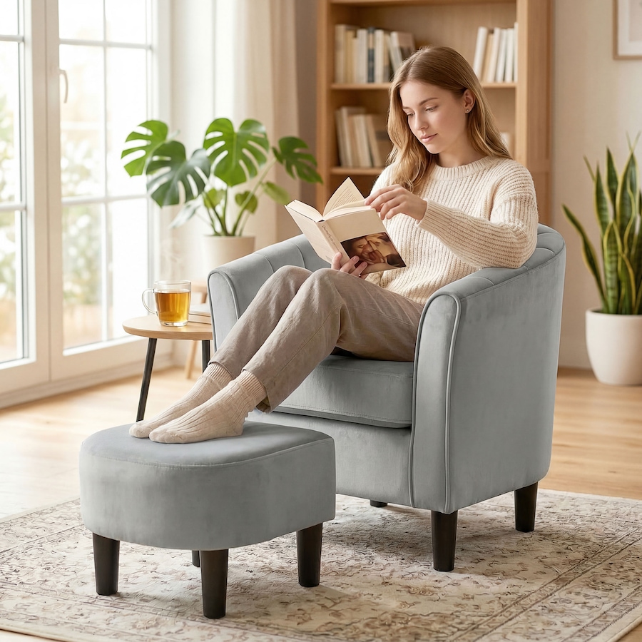 Image 982941_ALTMORE16.jpg, Product 982-941 / Price $223.09 - $226.59, HOMCOM Accent Chair with Ottoman and Pocket Spring Cushion from HOMCOM on TSC.ca's Home & Garden department