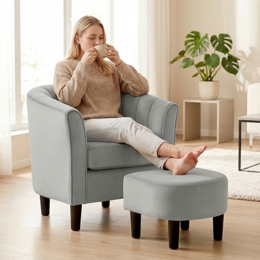 Image 982941_ALTMORE17.jpg, Product 982-941 / Price $223.09 - $226.59, HOMCOM Accent Chair with Ottoman and Pocket Spring Cushion from HOMCOM on TSC.ca's Home & Garden department