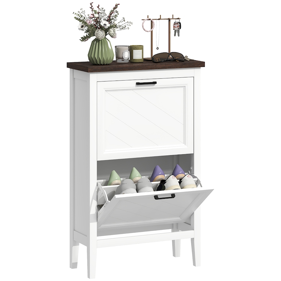Image 982943.jpg, Product 982-943 / Price $133.89 - $164.79, HOMCOM Shoe Cabinet with Flip Drawers, Narrow Shoe Storage Cabinet, White from HOMCOM on TSC.ca's Home & Garden department