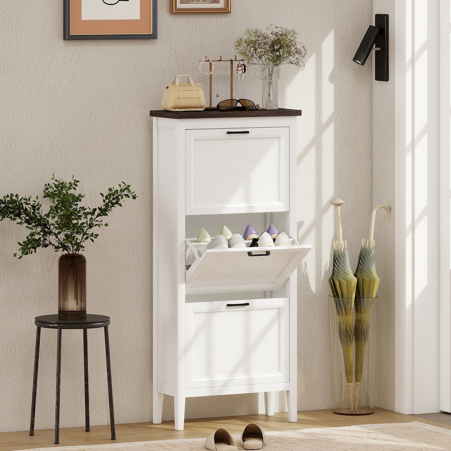 Image 982943_ALTMORE1.jpg, Product 982-943 / Price $133.89 - $164.79, HOMCOM Shoe Cabinet with Flip Drawers, Narrow Shoe Storage Cabinet, White from HOMCOM on TSC.ca's Home & Garden department
