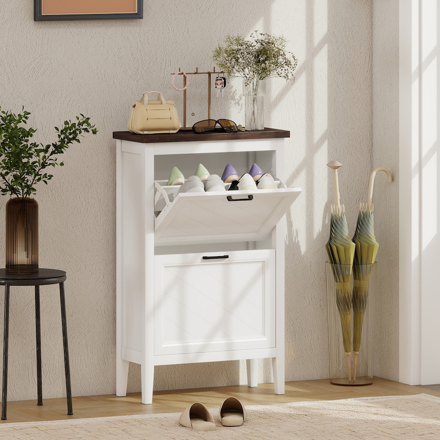 Image 982943_ALTMORE10.jpg, Product 982-943 / Price $133.89 - $164.79, HOMCOM Shoe Cabinet with Flip Drawers, Narrow Shoe Storage Cabinet, White from HOMCOM on TSC.ca's Home & Garden department