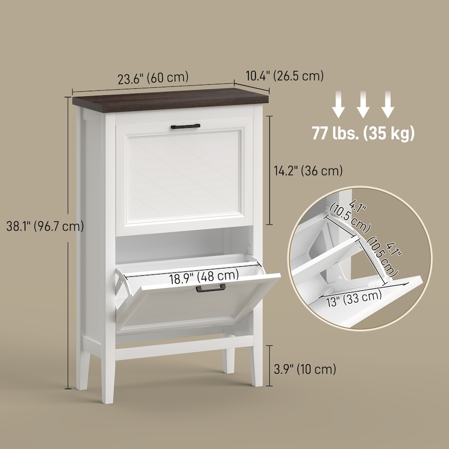 Image 982943_ALTMORE11.jpg, Product 982-943 / Price $133.89 - $164.79, HOMCOM Shoe Cabinet with Flip Drawers, Narrow Shoe Storage Cabinet, White from HOMCOM on TSC.ca's Home & Garden department