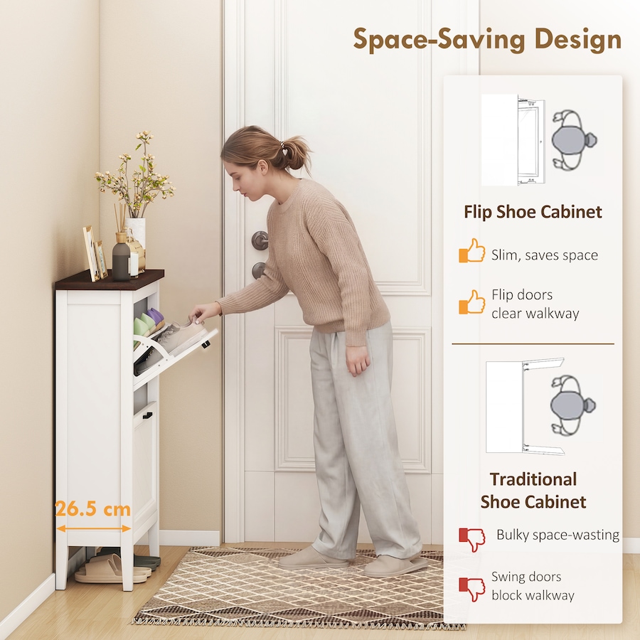 Image 982943_ALTMORE12.jpg, Product 982-943 / Price $133.89 - $164.79, HOMCOM Shoe Cabinet with Flip Drawers, Narrow Shoe Storage Cabinet, White from HOMCOM on TSC.ca's Home & Garden department