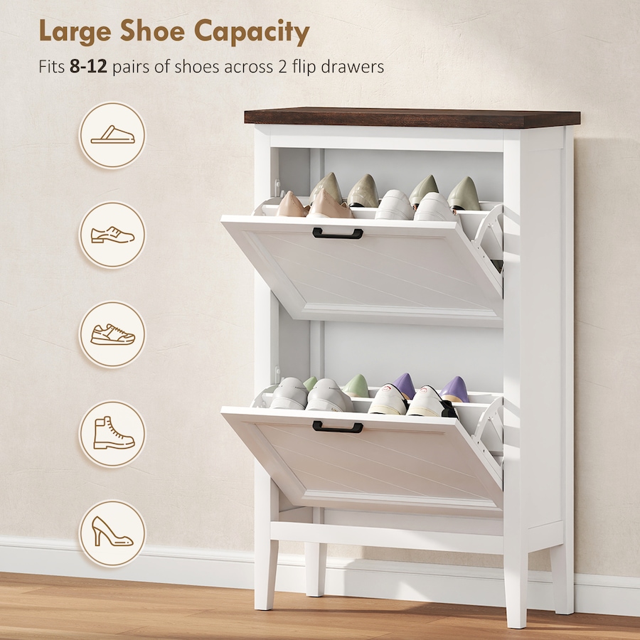 Image 982943_ALTMORE13.jpg, Product 982-943 / Price $133.89 - $164.79, HOMCOM Shoe Cabinet with Flip Drawers, Narrow Shoe Storage Cabinet, White from HOMCOM on TSC.ca's Home & Garden department