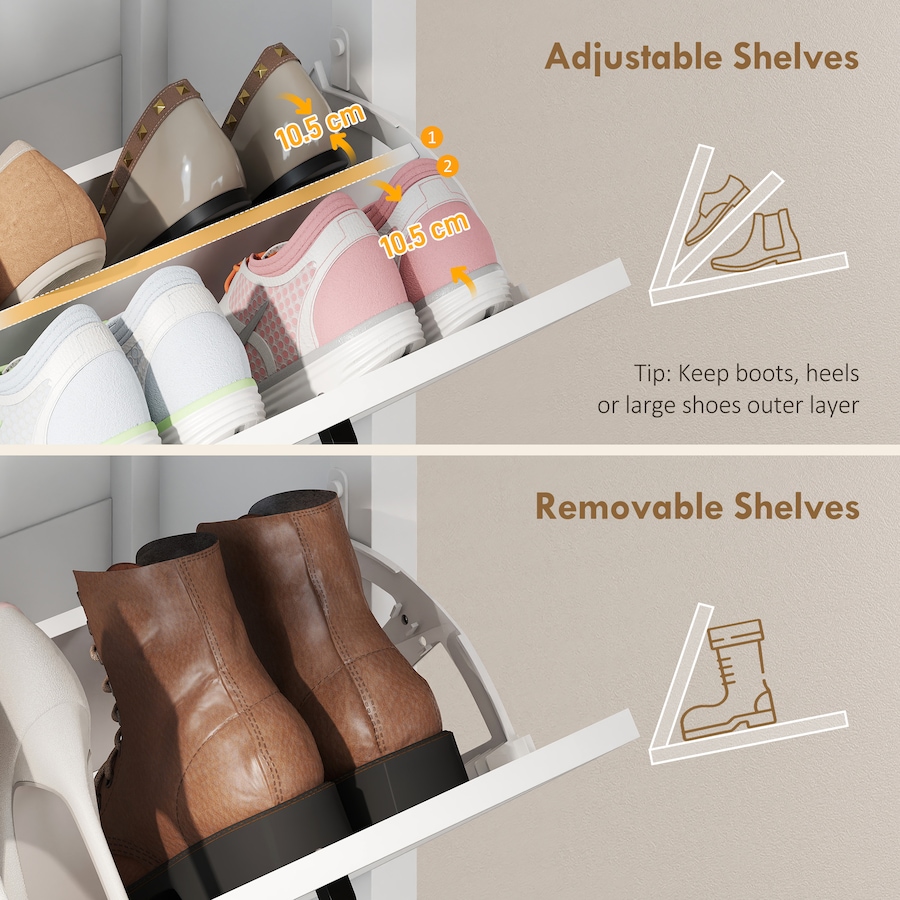 Image 982943_ALTMORE14.jpg, Product 982-943 / Price $133.89 - $164.79, HOMCOM Shoe Cabinet with Flip Drawers, Narrow Shoe Storage Cabinet, White from HOMCOM on TSC.ca's Home & Garden department