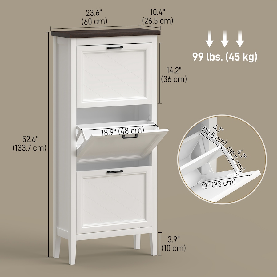 Image 982943_ALTMORE2.jpg, Product 982-943 / Price $133.89 - $164.79, HOMCOM Shoe Cabinet with Flip Drawers, Narrow Shoe Storage Cabinet, White from HOMCOM on TSC.ca's Home & Garden department