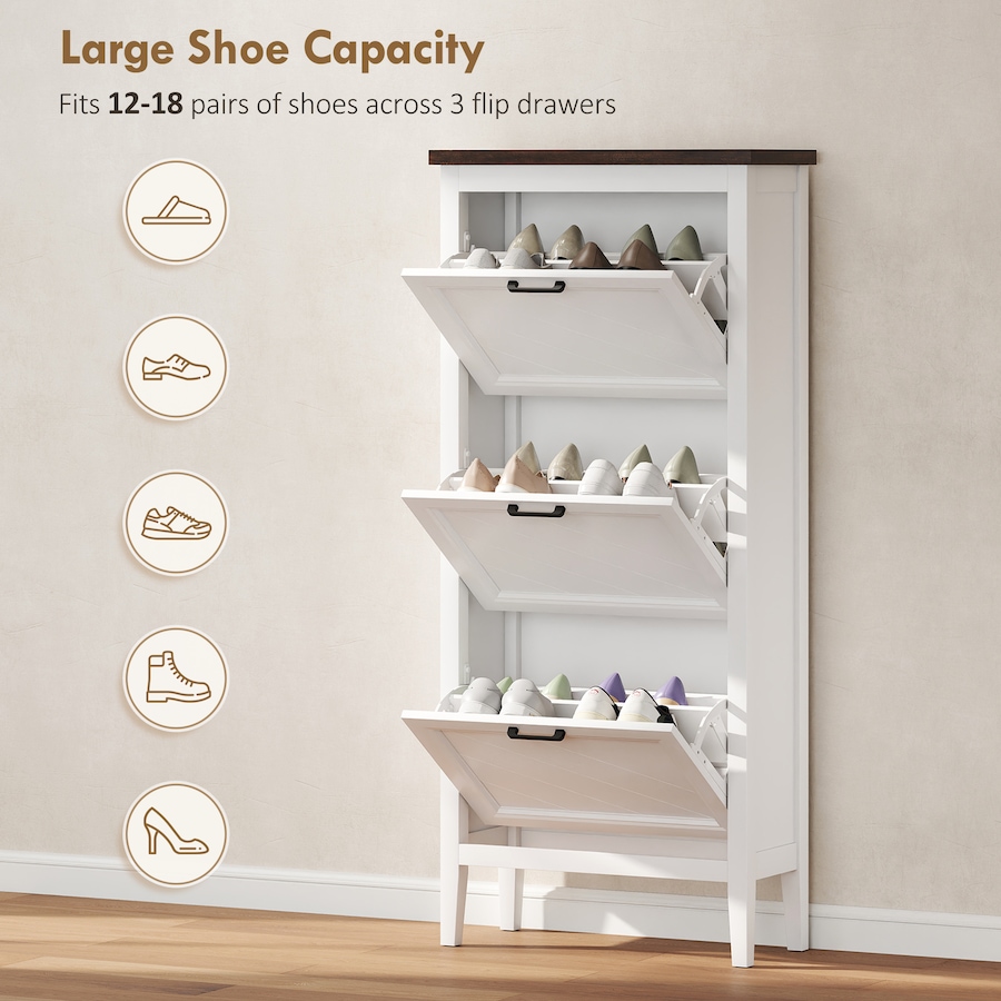 Image 982943_ALTMORE4.jpg, Product 982-943 / Price $133.89 - $164.79, HOMCOM Shoe Cabinet with Flip Drawers, Narrow Shoe Storage Cabinet, White from HOMCOM on TSC.ca's Home & Garden department