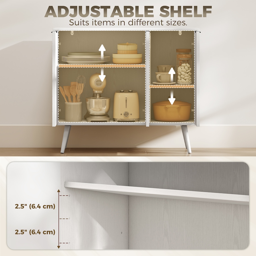 Image 982945_ALTMORE14.jpg, Product 982-945 / Price $154.99 - $180.34, HOMCOM Sideboard, Buffet Cabinet with Adjustable Shelves, White from HOMCOM on TSC.ca's Home & Garden department