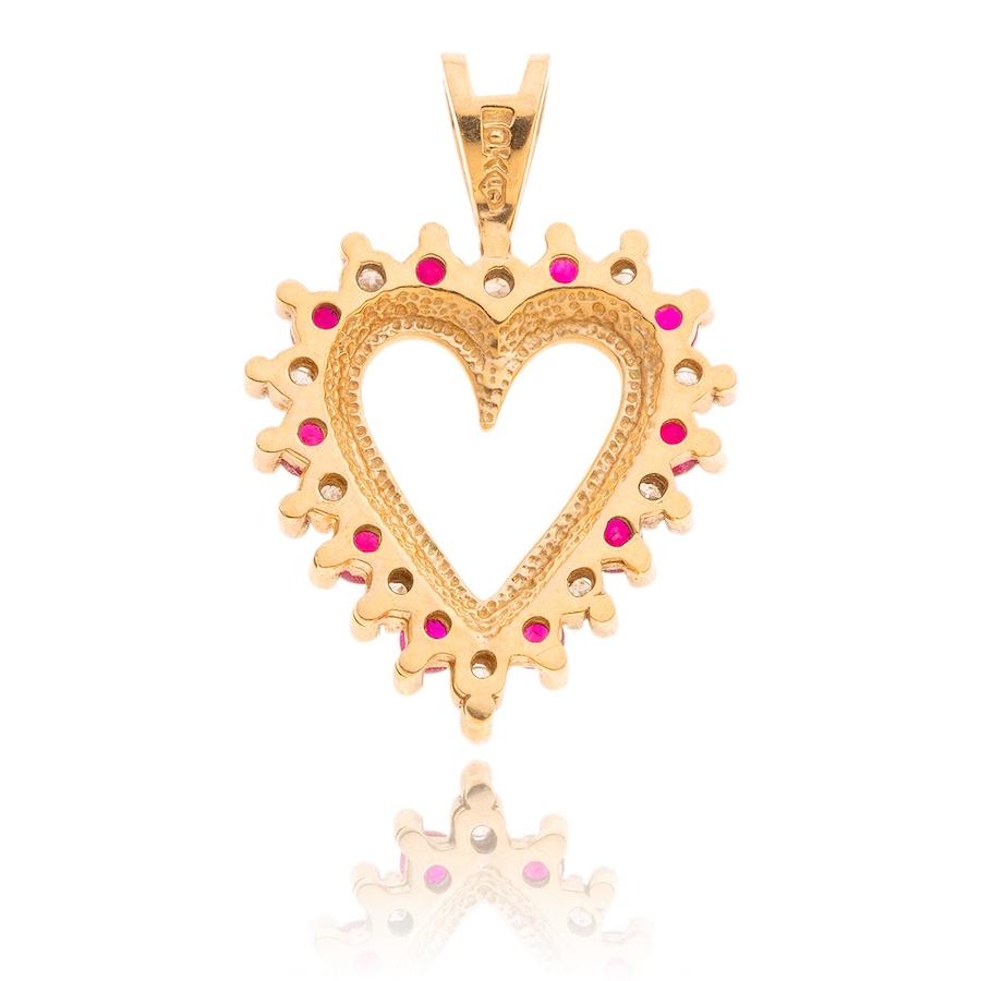 Image 982990_ALTMORE1.jpg, Product 982-990 / Price $595.00, 10K Yellow Gold Ruby And Diamond Open Heart Pendant from Estate Jewel Finds on TSC.ca's Jewellery department
