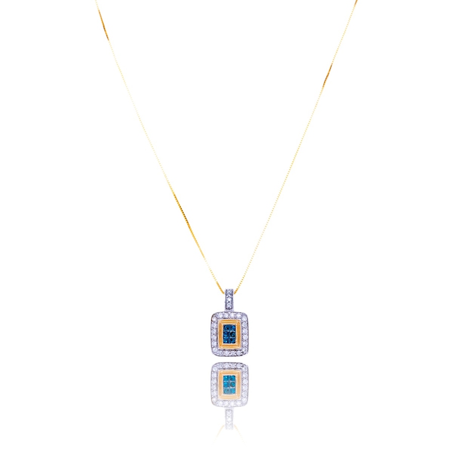 Image 982993_ALTMORE1.jpg, Product 982-993 / Price $1,395.00, 14K Yellow And White Gold Square Cut Blue Diamond & Diamond Halo Pendant With Chain from Estate Jewel Finds on TSC.ca's Jewellery department