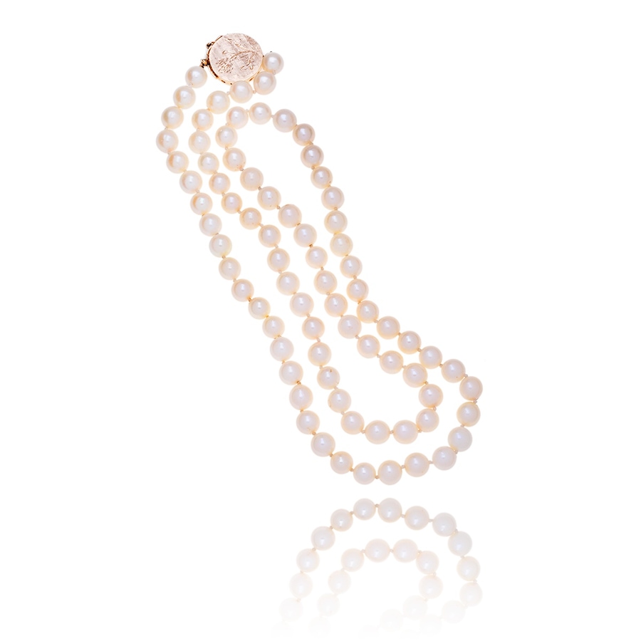 Image 982994_ALTMORE1.jpg, Product 982-994 / Price $1,495.00, Hand Assembled Matinee Length Cultured Pearl Necklace With 14K Yellow Gold Clasp from Estate Jewel Finds on TSC.ca's Jewellery department