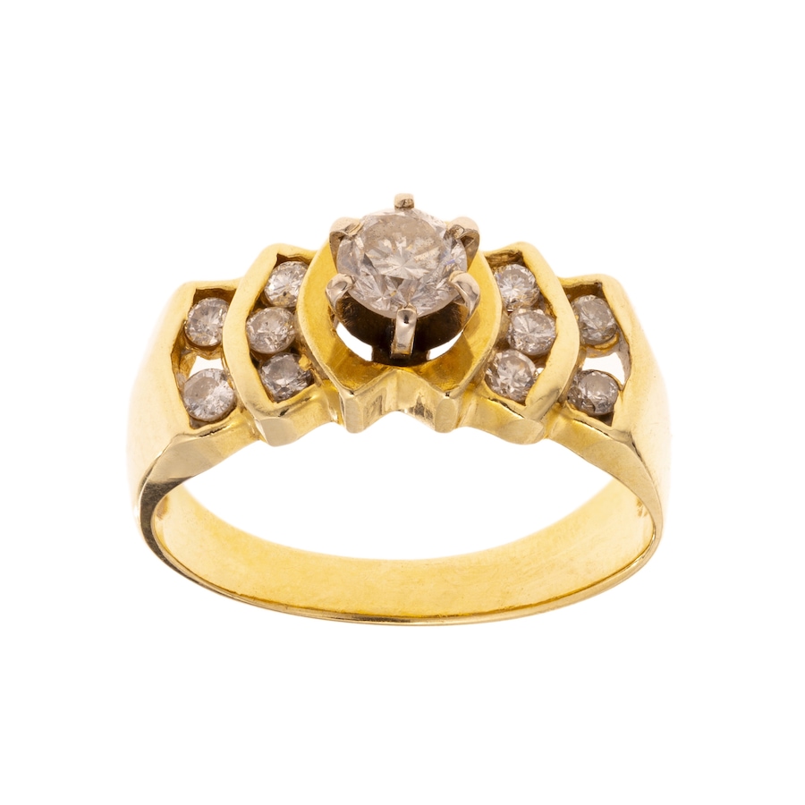 Image 982996.jpg, Product 982-996 / Price $2,495.00, 14K Yellow And White Gold Hand-Assembled Fancy Design Diamond Engagement Ring 0.70ctw from Estate Jewel Finds on TSC.ca's Jewellery department