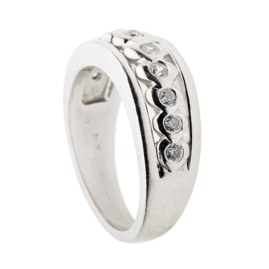 Image 982997.jpg, Product 982-997 / Price $1,950.00, 14K White Gold Bezel Set Ring with Cubic Zirconias from Estate Jewel Finds on TSC.ca's Jewellery department