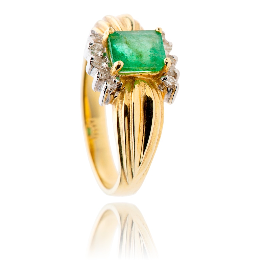 Image 982998.jpg, Product 982-998 / Price $1,495.00, 14K Yellow Gold Emerald Cut Emerald And Diamond Ring from Estate Jewel Finds on TSC.ca's Jewellery department