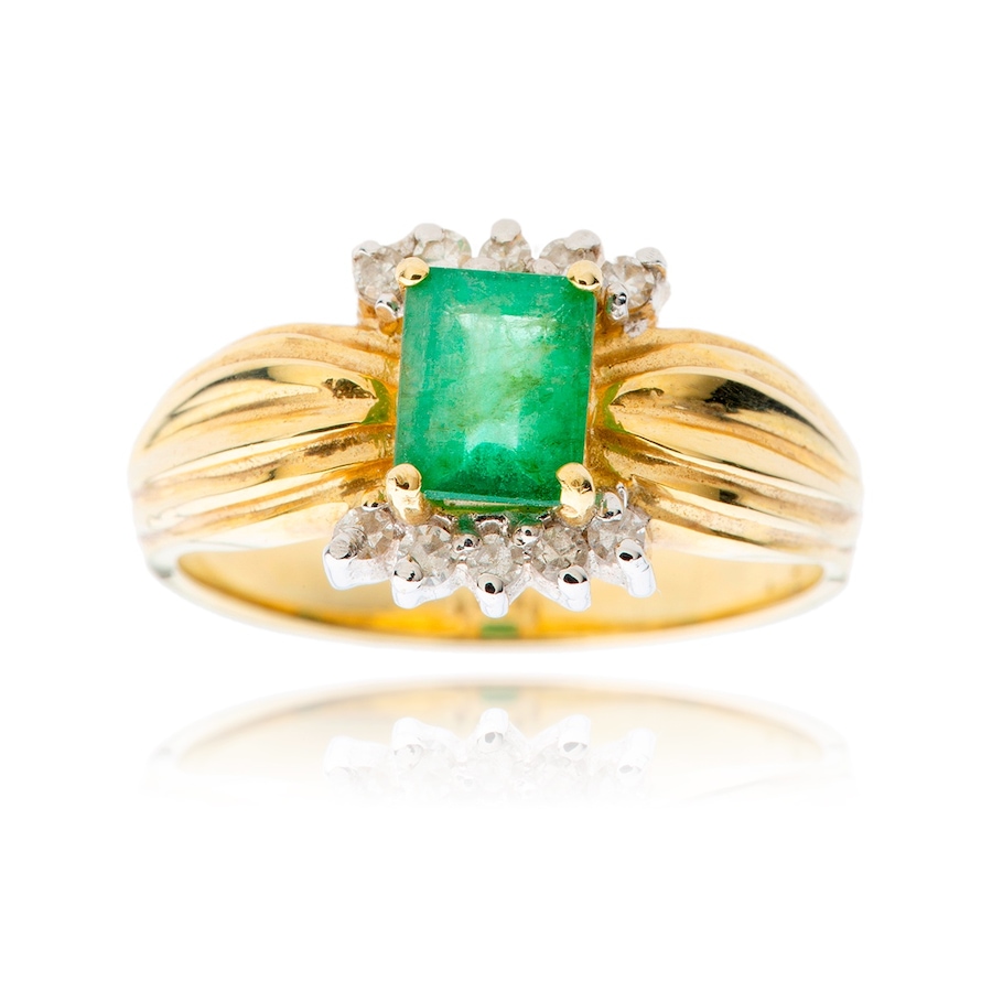 Image 982998_ALTMORE1.jpg, Product 982-998 / Price $1,495.00, 14K Yellow Gold Emerald Cut Emerald And Diamond Ring from Estate Jewel Finds on TSC.ca's Jewellery department