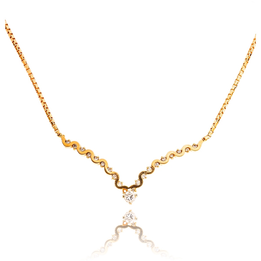 Image 983000_ALTMORE1.jpg, Product 983-000 / Price $2,295.00, 14K Yellow Gold "V" Shaped Scalloped Diamond Necklace from Estate Jewel Finds on TSC.ca's Jewellery department