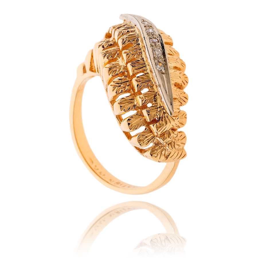 Image 983002.jpg, Product 983-002 / Price $2,695.00, 14K Yellow & White Gold Hand Assembled Leaf Accent Ring from Estate Jewel Finds on TSC.ca's Jewellery department