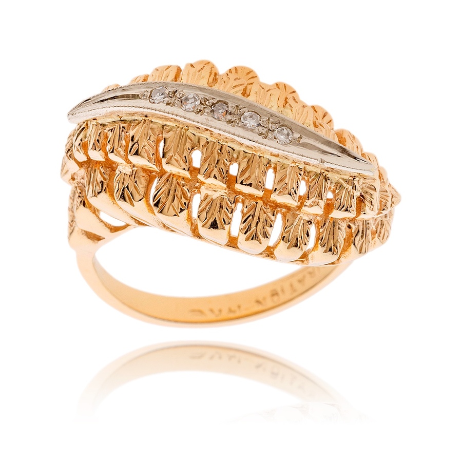 Image 983002_ALTMORE1.jpg, Product 983-002 / Price $2,695.00, 14K Yellow & White Gold Hand Assembled Leaf Accent Ring from Estate Jewel Finds on TSC.ca's Jewellery department