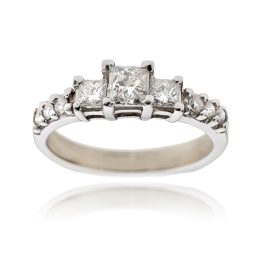 Image 983004.jpg, Product 983-004 / Price $1,795.00, 14K White Gold Princess Cut Diamond Engagement Ring 0.77ctw from Estate Jewel Finds on TSC.ca's Jewellery department