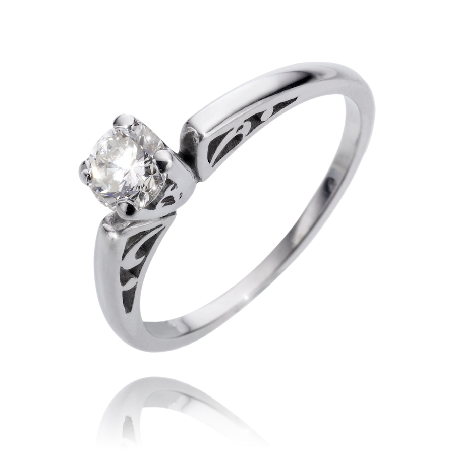 Image 983005.jpg, Product 983-005 / Price $1,995.00, 18K White Gold 4-Prong Solitaire 0.50ct Diamond Engagement Ring from Estate Jewel Finds on TSC.ca's Jewellery department