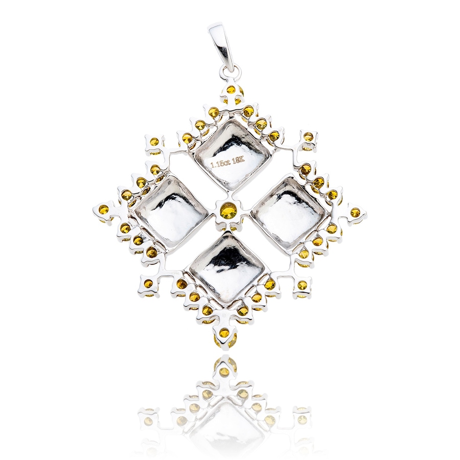 Image 983009_ALTMORE1.jpg, Product 983-009 / Price $2,395.00, 18K White Gold Snowflake Design Pendant With Yellow Diamonds On A Chain 1.15ctw from Estate Jewel Finds on TSC.ca's Jewellery department