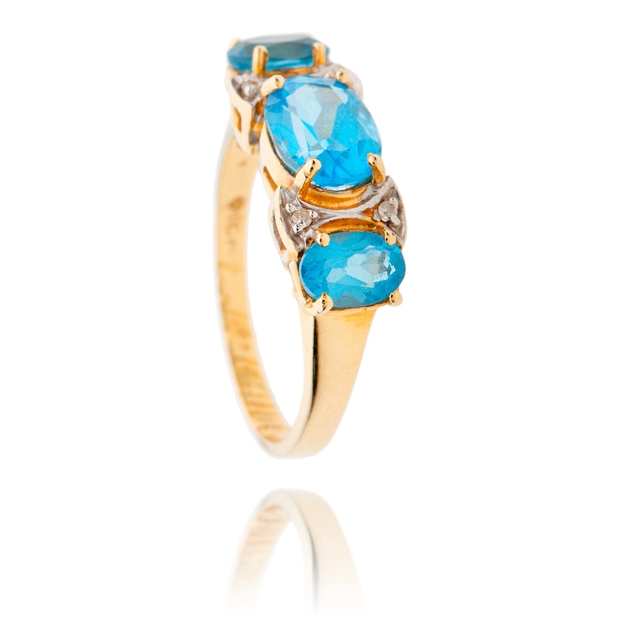 Image 983016.jpg, Product 983-016 / Price $795.00, 14K Yellow Gold 3-Across Blue Topaz Ring from Estate Jewel Finds on TSC.ca's Jewellery department