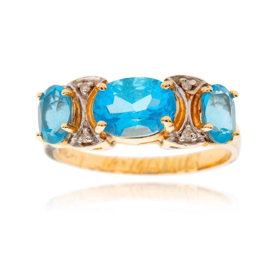 Image 983016_ALTMORE1.jpg, Product 983-016 / Price $795.00, 14K Yellow Gold 3-Across Blue Topaz Ring from Estate Jewel Finds on TSC.ca's Jewellery department