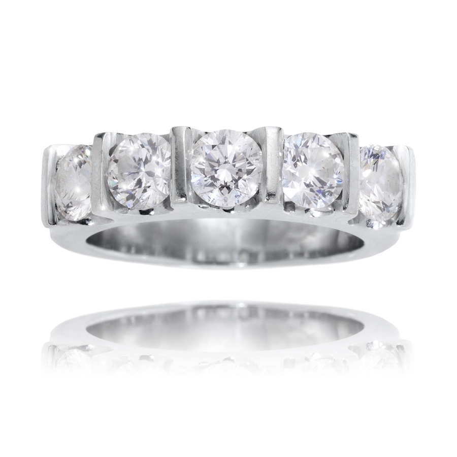 Image 983019_ALTMORE1.jpg, Product 983-019 / Price $4,495.00, 18K White Gold Channel-Set 5-Stone Acroos Diamond Ring 1.25ctw from Estate Jewel Finds on TSC.ca's Jewellery department