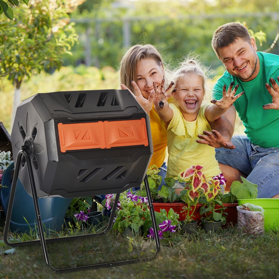 Image 983023_ALTMORE10.jpg, Product 983-023 / Price $94.99 - $99.99, Outsunny 43 Gallon (160L) Tumbling Compost Bin with Sliding Doors from Outsunny on TSC.ca's Home & Garden department
