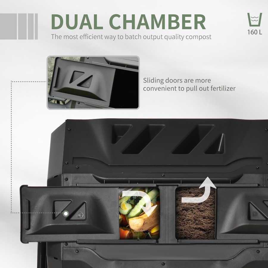 Image 983023_ALTMORE20.jpg, Product 983-023 / Price $94.99 - $99.99, Outsunny 43 Gallon (160L) Tumbling Compost Bin with Sliding Doors from Outsunny on TSC.ca's Home & Garden department
