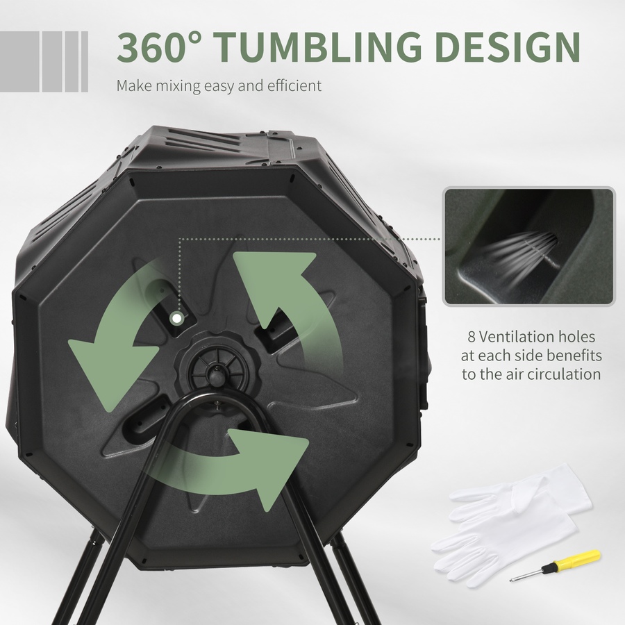 Image 983023_ALTMORE21.jpg, Product 983-023 / Price $94.99 - $99.99, Outsunny 43 Gallon (160L) Tumbling Compost Bin with Sliding Doors from Outsunny on TSC.ca's Home & Garden department