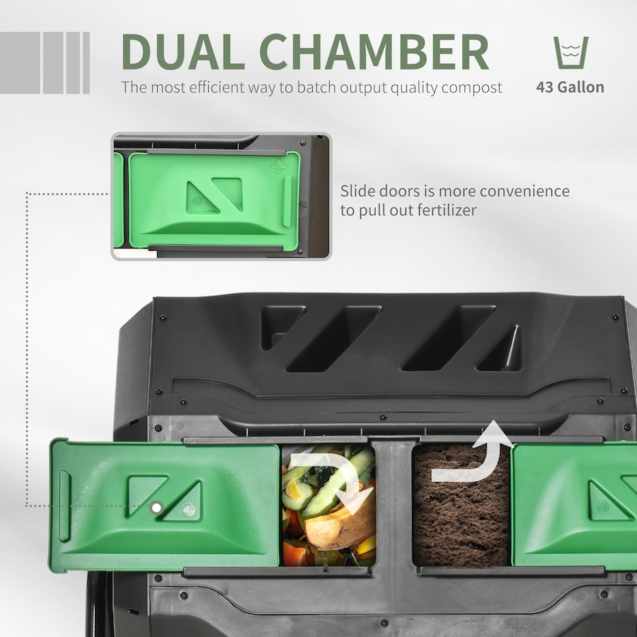 Image 983023_ALTMORE3.jpg, Product 983-023 / Price $94.99 - $99.99, Outsunny 43 Gallon (160L) Tumbling Compost Bin with Sliding Doors from Outsunny on TSC.ca's Home & Garden department