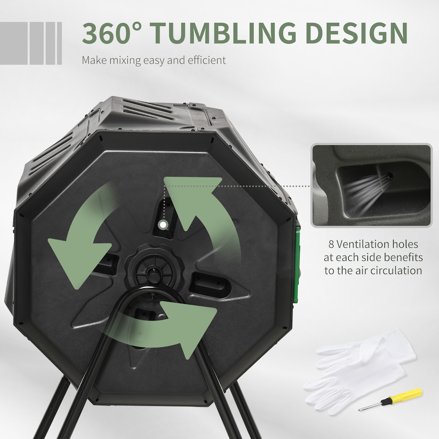 Image 983023_ALTMORE4.jpg, Product 983-023 / Price $94.99 - $99.99, Outsunny 43 Gallon (160L) Tumbling Compost Bin with Sliding Doors from Outsunny on TSC.ca's Home & Garden department