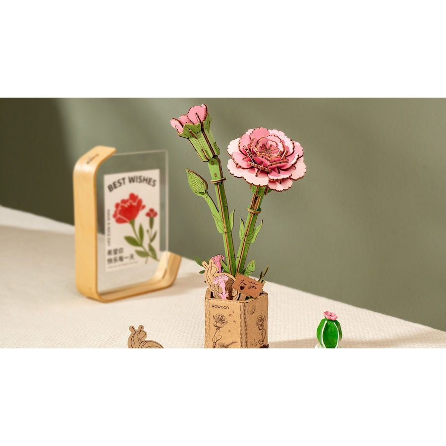 Image 983041_ALTMORE1.jpg, Product 983-041 / Price $19.99, ROWOOD Pink Carnation TW051 3D Wooden Puzzle - 124 Pieces, Beginner-Friendly, Educational STEM Toy from Tradeopia on TSC.ca's Toys & Hobbies department