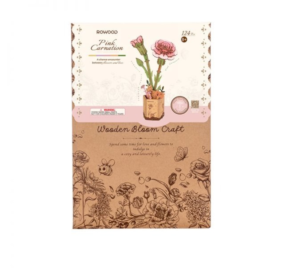 Image 983041_ALTMORE3.jpg, Product 983-041 / Price $21.99, ROWOOD Pink Carnation TW051 3D Wooden Puzzle - 124 Pieces, Beginner-Friendly, Educational STEM Toy from Tradeopia on TSC.ca's Toys & Hobbies department