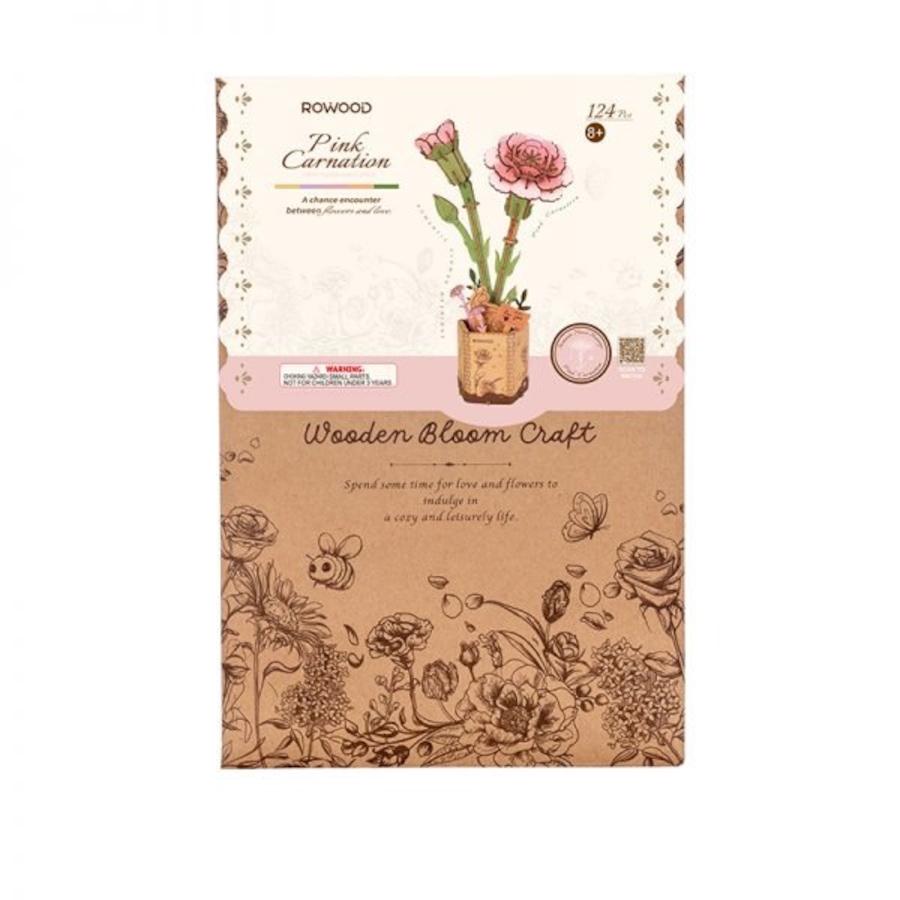 Image 983041_ALTMORE3.jpg, Product 983-041 / Price $19.99, ROWOOD Pink Carnation TW051 3D Wooden Puzzle - 124 Pieces, Beginner-Friendly, Educational STEM Toy from Tradeopia on TSC.ca's Toys & Hobbies department