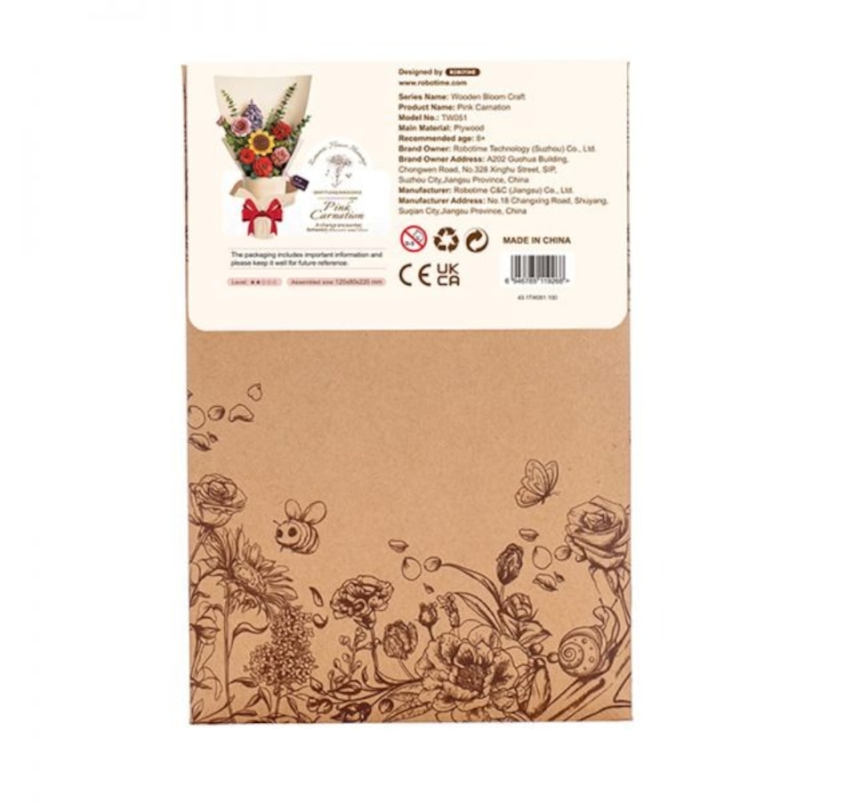 Image 983041_ALTMORE4.jpg, Product 983-041 / Price $21.99, ROWOOD Pink Carnation TW051 3D Wooden Puzzle - 124 Pieces, Beginner-Friendly, Educational STEM Toy from Tradeopia on TSC.ca's Toys & Hobbies department