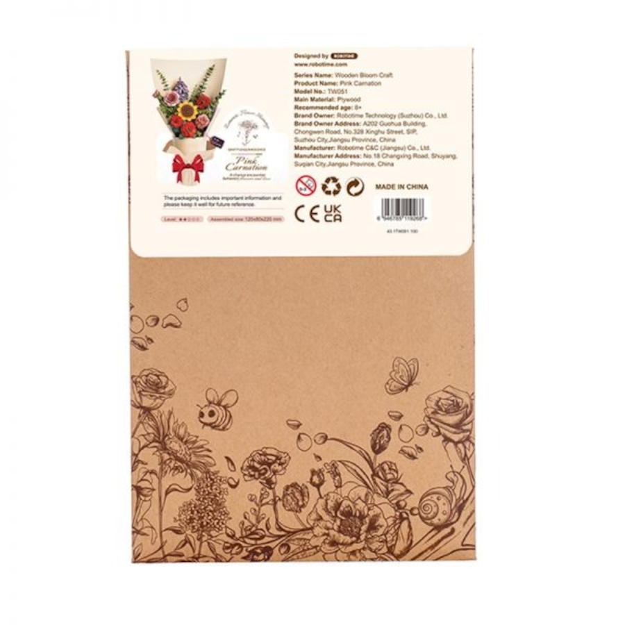 Image 983041_ALTMORE4.jpg, Product 983-041 / Price $19.99, ROWOOD Pink Carnation TW051 3D Wooden Puzzle - 124 Pieces, Beginner-Friendly, Educational STEM Toy from Tradeopia on TSC.ca's Toys & Hobbies department