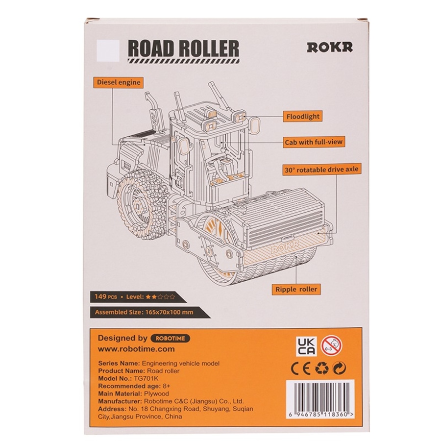 Image 983051_ALTMORE4.jpg, Product 983-051 / Price $9.97, ROKR Road Roller TG701K - Beginner 3D Puzzle Kit, Plywood, 149 Pieces, Ages 8+ from Tradeopia on TSC.ca's Toys & Hobbies department