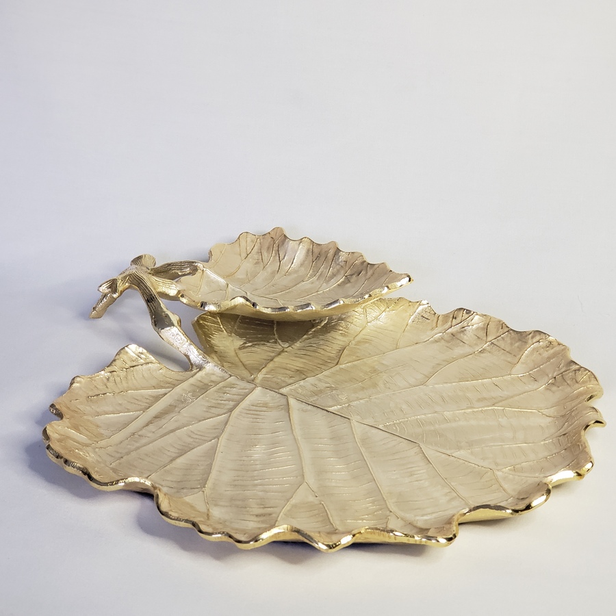 Image 985640.jpg, Product 985-640 / Price $83.00, Elegance Stainless Steel Gold Leaf chip and dip from Elegance Tableware on TSC.ca's Kitchen department