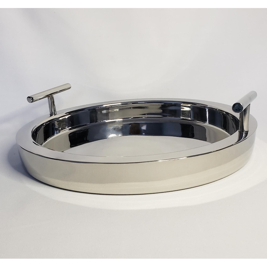 Image 985643.jpg, Product 985-643 / Price $105.00, Stainless Steel Elegance Silver Double wall tray with T handles 14" dia from Elegance Tableware on TSC.ca's Kitchen department