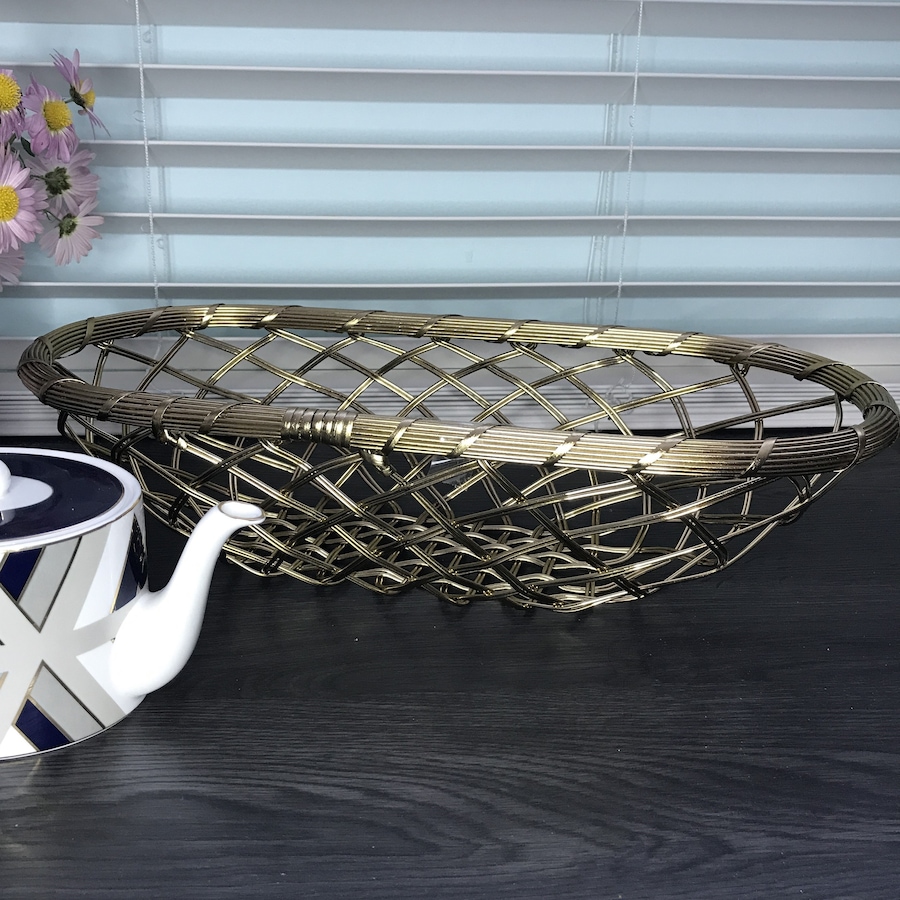Image 985649_ALTMORE2.jpg, Product 985-649 / Price $73.00, Elegance Gold Metallic Oval basket 16 x 8.25" from Elegance Tableware on TSC.ca's Kitchen department