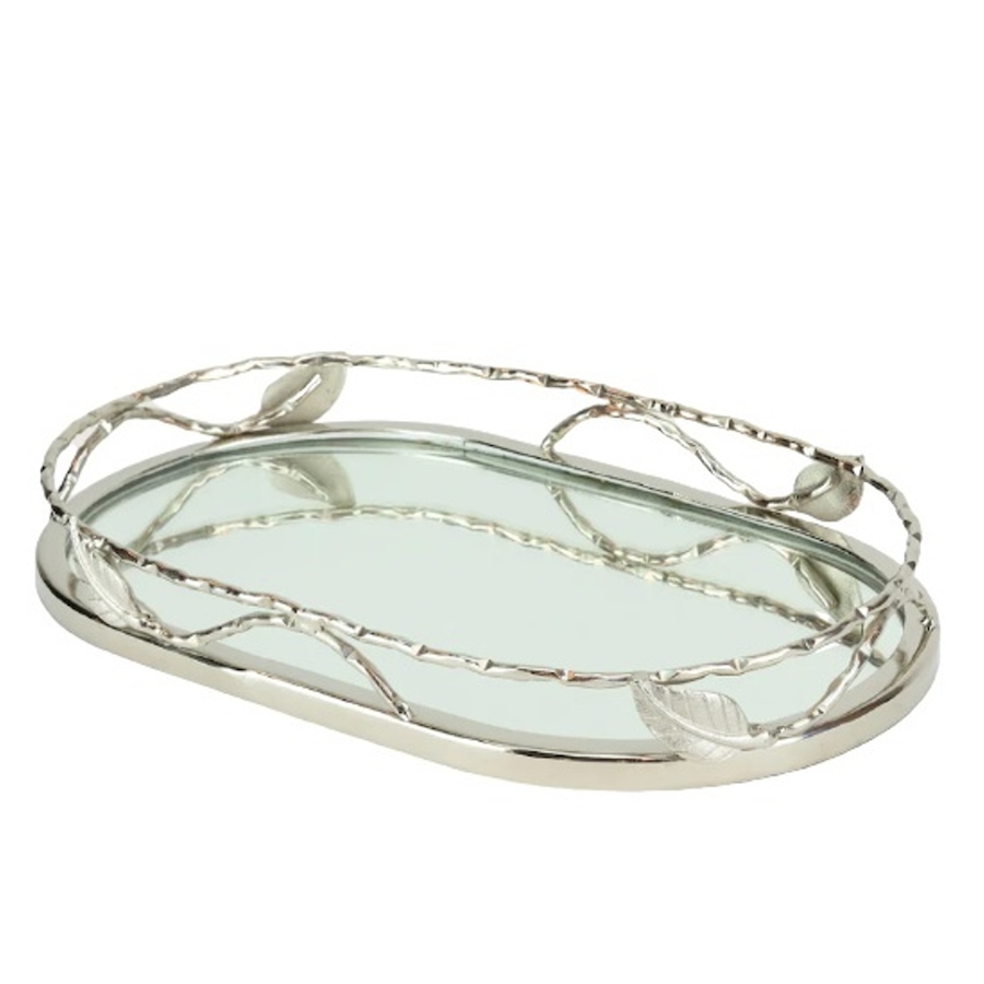 Image 985676.jpg, Product 985-676 / Price $86.00, Elegance Oval Mirror Tray with leaf border 13.75 x 8.5 in from Elegance Tableware on TSC.ca's Kitchen department