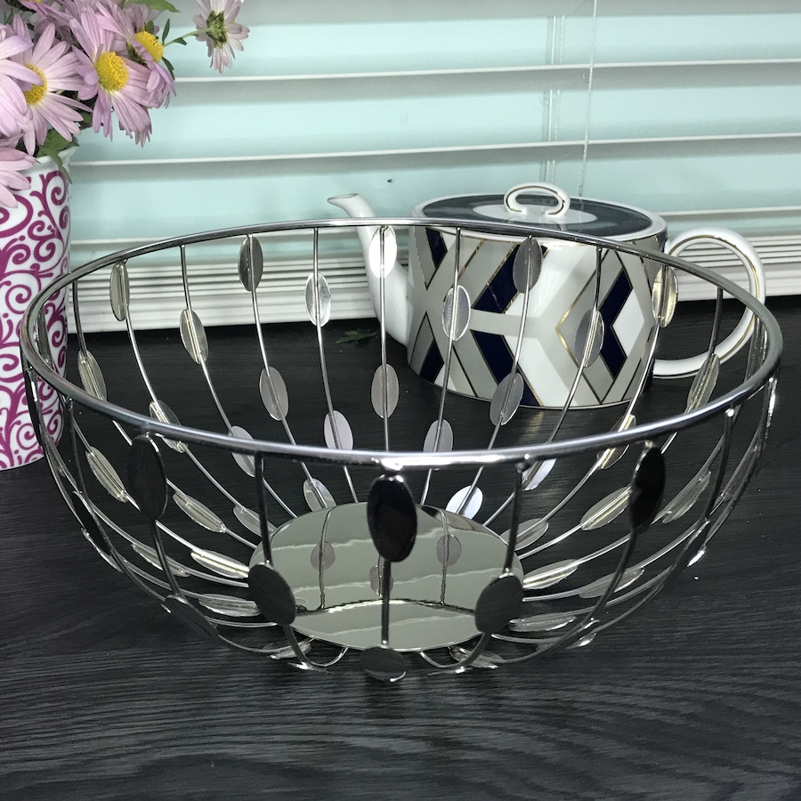 Image 985679_ALTMORE2.jpg, Product 985-679 / Price $115.00, Elegance Silver Metallic 11" round basket from Elegance Tableware on TSC.ca's Kitchen department