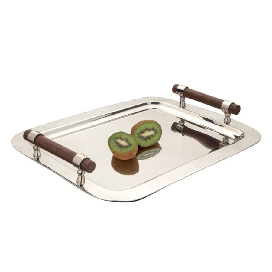 Image 985705.jpg, Product 985-705 / Price $140.00, Elegance 15.75 x 22" Stainless Steel Tray with Wood Handle from Elegance Tableware on TSC.ca's Kitchen department