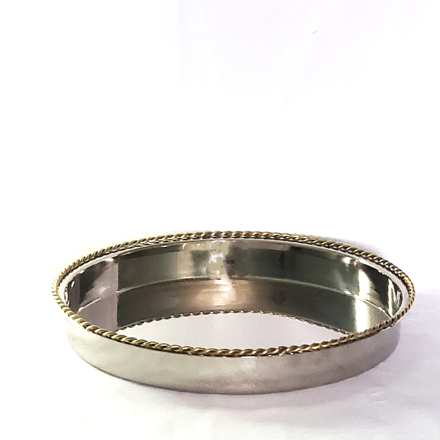 Image 985746.jpg, Product 985-746 / Price $54.00, Elegance Gold Stainless Steel Round tray w/twisted border 10.5" dia from Elegance Tableware on TSC.ca's Kitchen department