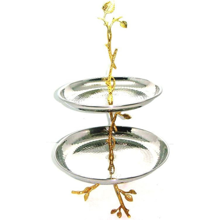 Image 985774.jpg, Product 985-774 / Price $106.00, Elegance Gilt leaf 2-tier tray from Elegance Tableware on TSC.ca's Kitchen department