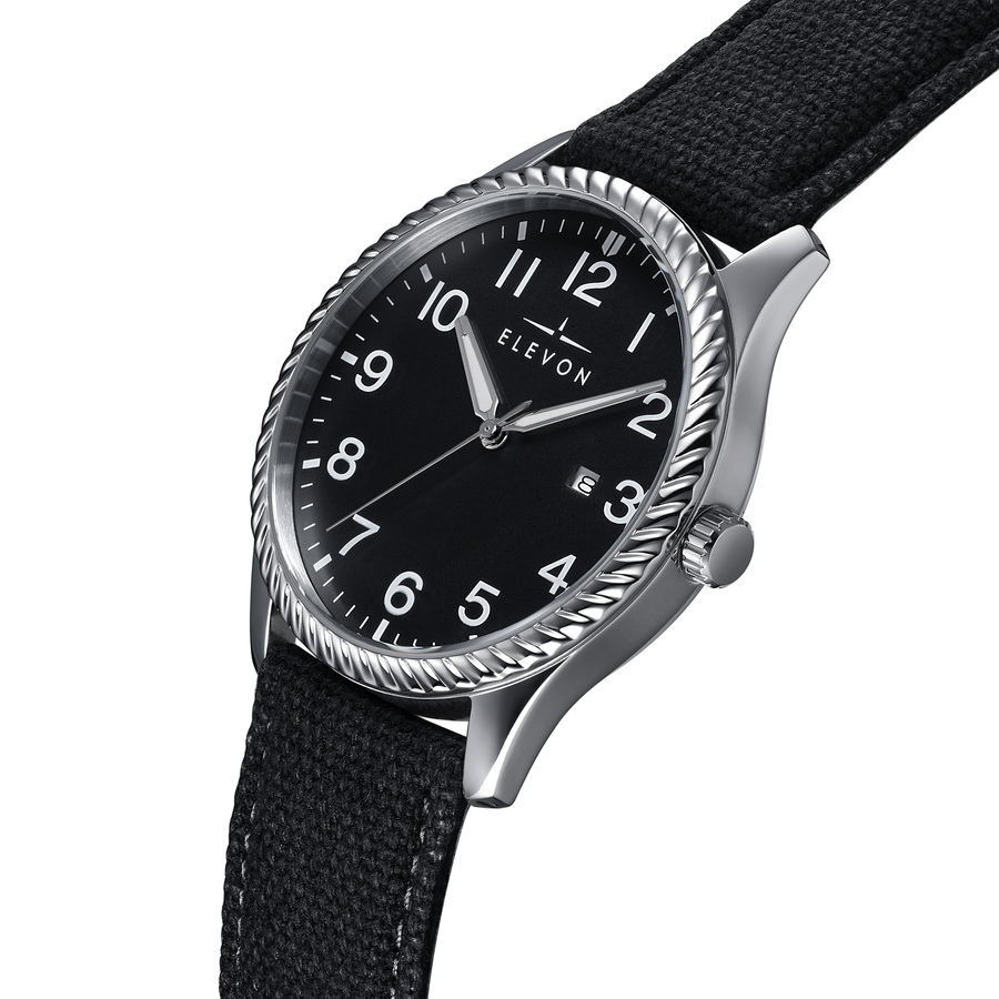 Image 986097_ALTMORE10.jpg, Product 986-097 / Price $81.74, Elevon Crosswind Canvas-Overlaid Leather-Band Watch w/ Date from Elevon on TSC.ca's Jewellery department